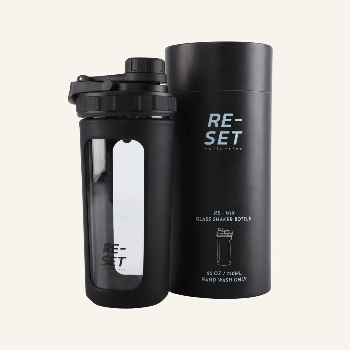 RE-MIX GLASS PROTEIN SHAKER - BLACK